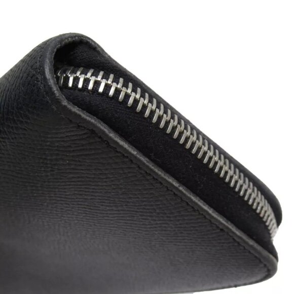 Auth BVLGARI Zip Around long wallet black leather - Picture 2 of 10